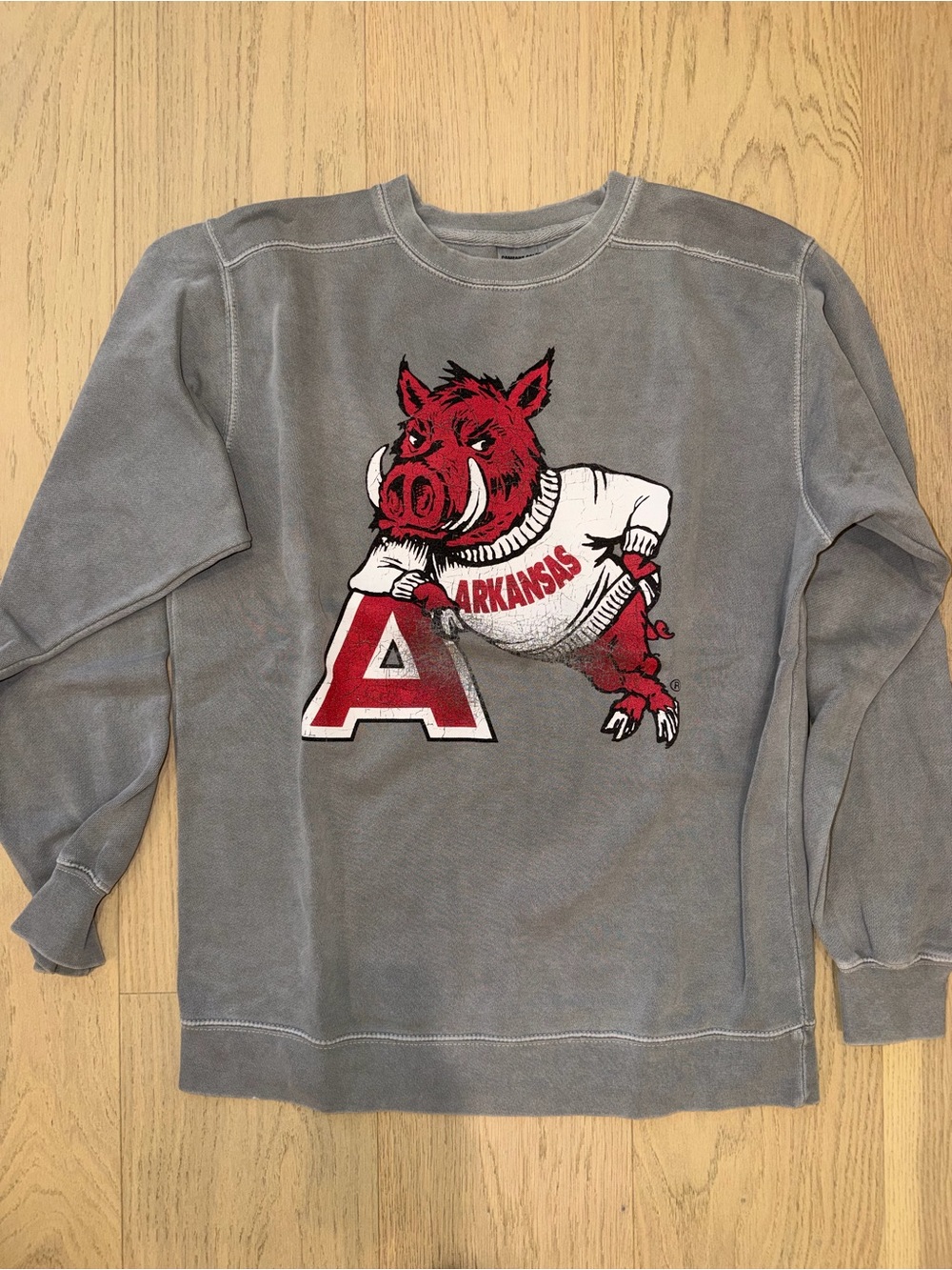 Vintage Arkansas Razorback Crewneck Sweatshirt - Gray